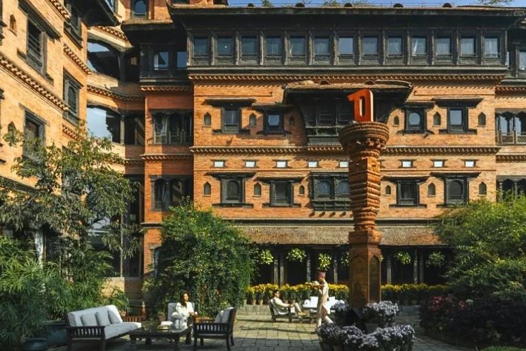 Gårdhave på The Dwarika's i Katmandu, Nepal