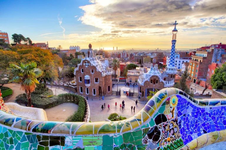 Park Güell i Barcelona, Spanien