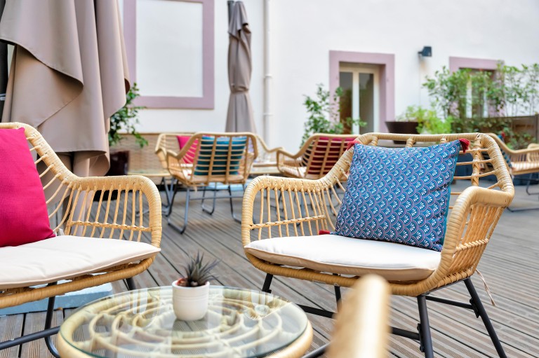 Le Patio, gårdhaven på Hotel Beau Rivage Nice, Frankrig