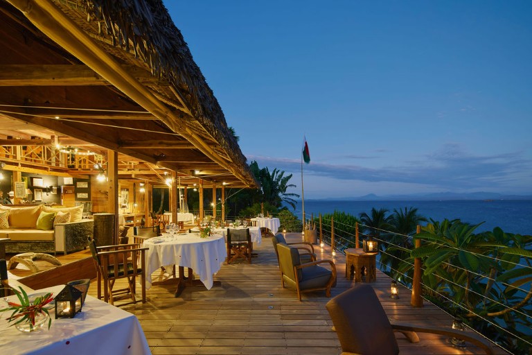 Madagaskar-Tsara Komba-restaurant-aften Restauranten på Tsara Komba, Madagaskar
