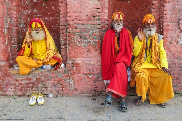 Mænd ved Pashupatinath i Kathmandu, Nepal Mænd ved Pashupatinath i Kathmandu, Nepal