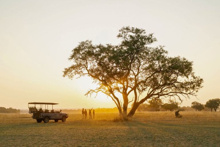 Safari på Time + Tide Luwi i Zambia, Afrika